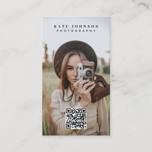Professionele fotografie QR Code Sociale media Visitekaartje (Voorkant)