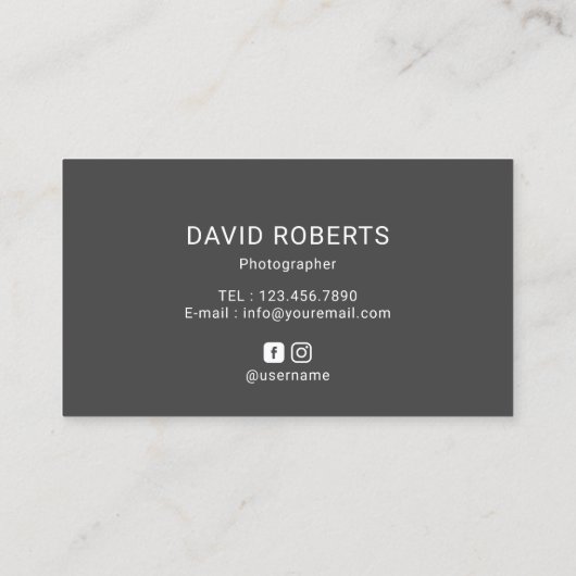 Professionele fotografische camera Lens Faux Metal Visitekaartje (Achterkant)