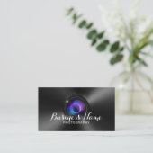 Professionele fotografische camera Lens Faux Metal Visitekaartje (Staand voorkant)