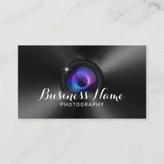 Professionele fotografische camera Lens Faux Metal Visitekaartje (Voorkant)