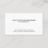Professionele fotominimalistische fotografie visitekaartje (Achterkant)