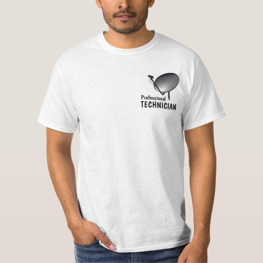 PROFESSIONELE FTA SATELLITE DISH TECHNICIAN T-SHIRT (Voorkant)