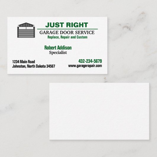 Professionele garagedeurservice visitekaartje (Voorkant / Achterkant)