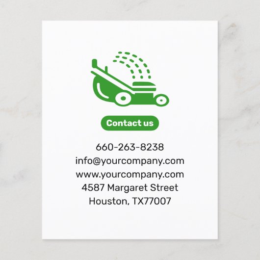 Professionele gazon zorg en landschapsarchitectuur flyer (Achterkant)