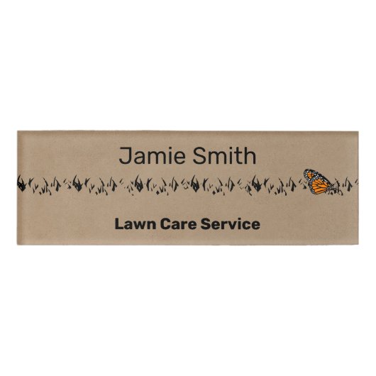 Professionele gazonservice Khaki & Zwart Naambadge (Voorkant)