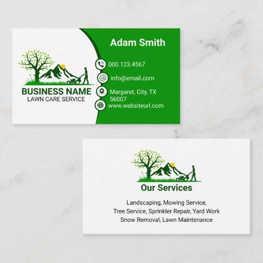 Professionele gazonverzorging Groen & Fresh Yard W Visitekaartje (Voorkant / Achterkant)