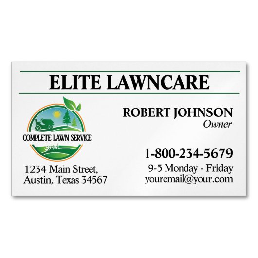 Professionele gazonverzorging magnetisch visitekaartje (Voorkant)