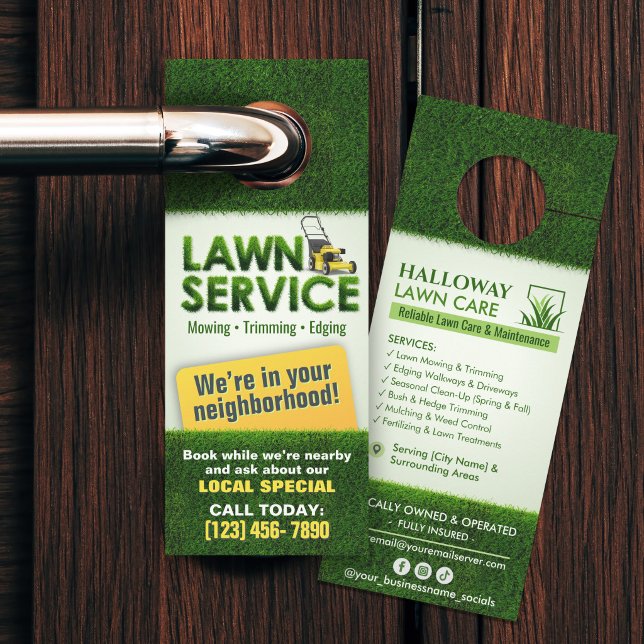 Professionele Gazonverzorgingsdienst Flyer Deurhanger (Creator heeft geüpload)