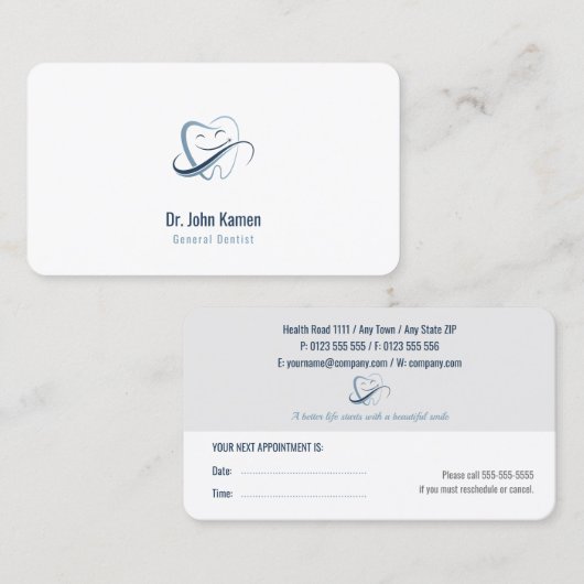 Professionele gebitsaanduiding | Dentist Afsprakenkaartje (Voorkant / Achterkant)