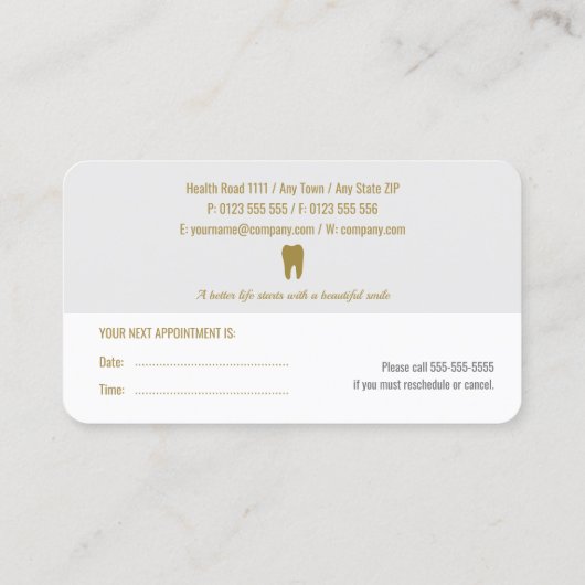 Professionele gebitsaanduiding | Dentist Afsprakenkaartje (Achterkant)