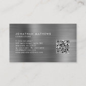 Professionele, geborsteld metaal Silver Grey QR-co Visitekaartje (Achterkant)