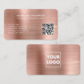 Professionele geborsteld metalen Roos Gold Logo QR Visitekaartje (Voorkant / Achterkant)