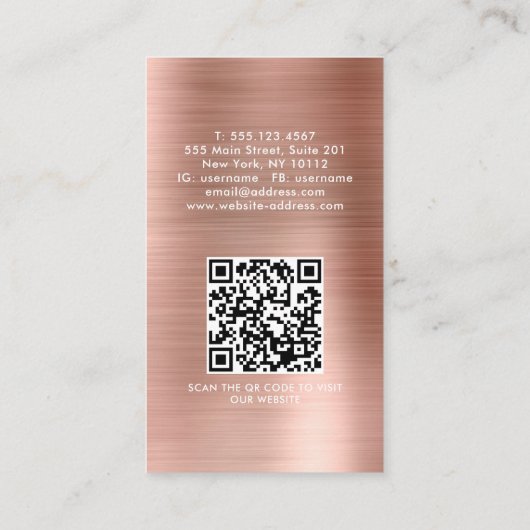 Professionele geborsteld metalen Roos Gold Logo QR Visitekaartje (Achterkant)