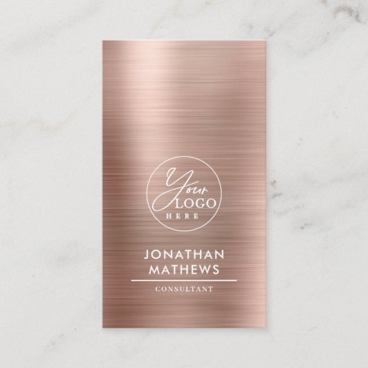 Professionele geborsteld metalen Roos Gold Logo QR Visitekaartje (Voorkant)