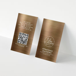 Professionele, geborstelde metalen Gold Logo QR-co Visitekaartje
