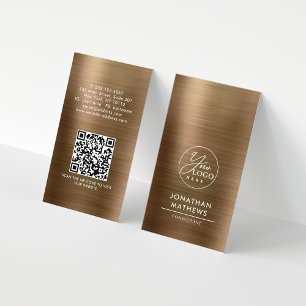 Professionele, geborstelde metalen Gold Logo QR-co Visitekaartje