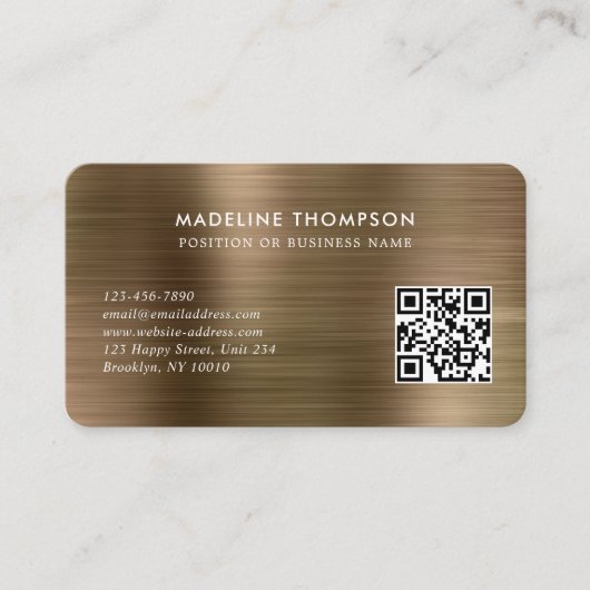 Professionele, geborstelde metalen Gold Logo QR-co Visitekaartje (Voorkant)