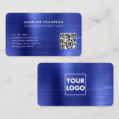 Professionele geborstelde metallische blauwe Logo  Visitekaartje (Voorkant / Achterkant)