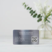 Professionele geborstelde metallische grijze QR-co Visitekaartje (Staand voorkant)