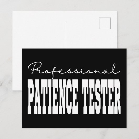 Professionele geduld tester witte typografie briefkaart (Voorkant / Achterkant)