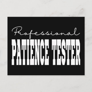 Professionele geduld tester witte typografie briefkaart