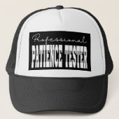 Professionele geduld tester witte typografie trucker pet (Voorkant)