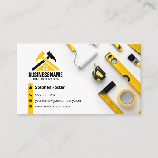 Professionele Geel Huis Renovatie Bouw Visitekaartje (Voorkant)