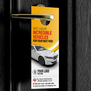 Professionele Gele Auto Huur Autoverhuur Deurhanger