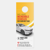 Professionele Gele Autohuur Auto Verhuur Deurhanger (Voorkant)