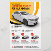 Professionele Gele Autohuur Autoverhuur Automobiel Flyer (Voorkant)