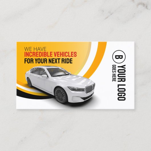 Professionele Gele Autoverhuur Auto Huren Auto Visitekaartje (Voorkant)