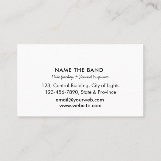 Professionele geluidsengineer Muziek DJ Audio Cont Visitekaartje (Achterkant)