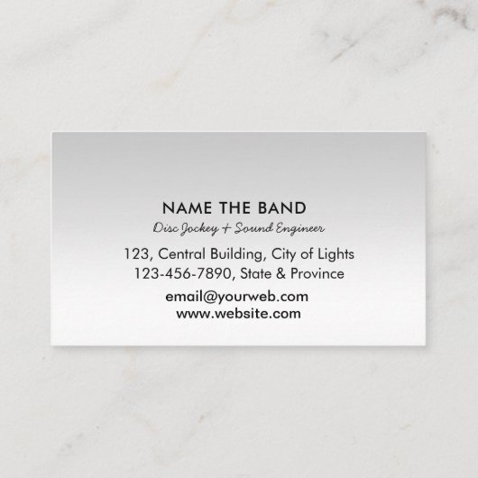 Professionele geluidsengineer Muziek DJ Audio Cont Visitekaartje (Achterkant)