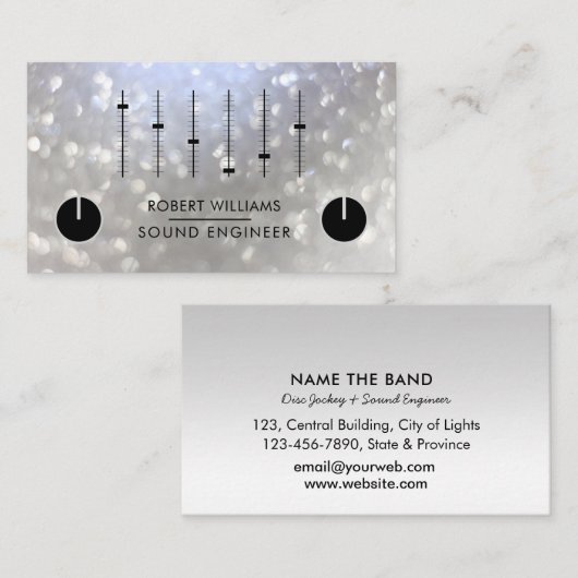 Professionele geluidsengineer Muziek DJ Audio Cont Visitekaartje (Voorkant / Achterkant)