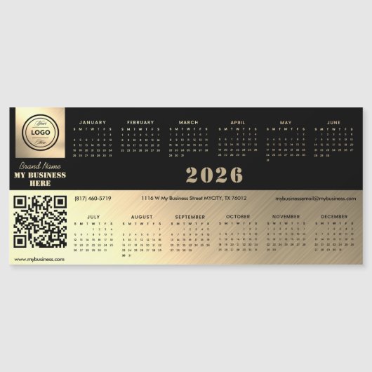 Professionele generieke zwart & goud 2026 kalender (Voorkant)