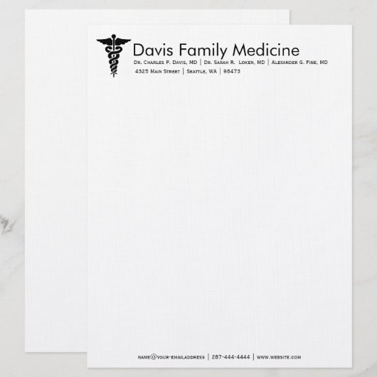 Professionele gepersonaliseerde artsenbenodigdhede gepersonaliseerd briefhoofd (Voorkant / Achterkant)