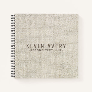 Professionele gepersonaliseerde Beige Linen-textuu Notitieboek