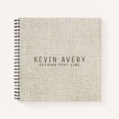 Professionele gepersonaliseerde beige linnen textu notitieboek (Voorkant)