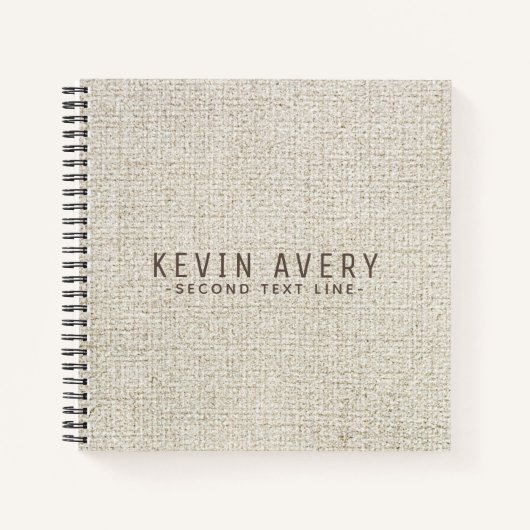 Professionele gepersonaliseerde beige linnen textu notitieboek (Voorkant)