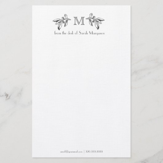 Professionele gepersonaliseerde monogram briefpapier (Voorkant)