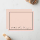 Professionele Gepersonaliseerde Monogramnaam Blush Notitiekaartje (Voorkant / Achterkant in situ)