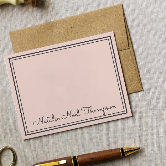 Professionele Gepersonaliseerde Monogramnaam Blush Notitiekaartje