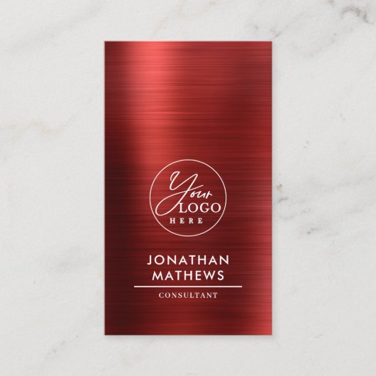 Professionele gevlochten metallische rode QR-code  Visitekaartje (Voorkant)