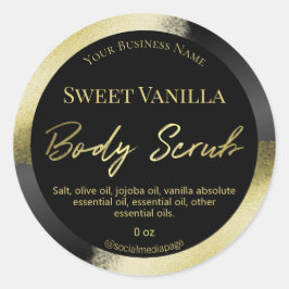 Professionele Glam Zwart Goud Inkt Body Scrub Labe Ronde Sticker