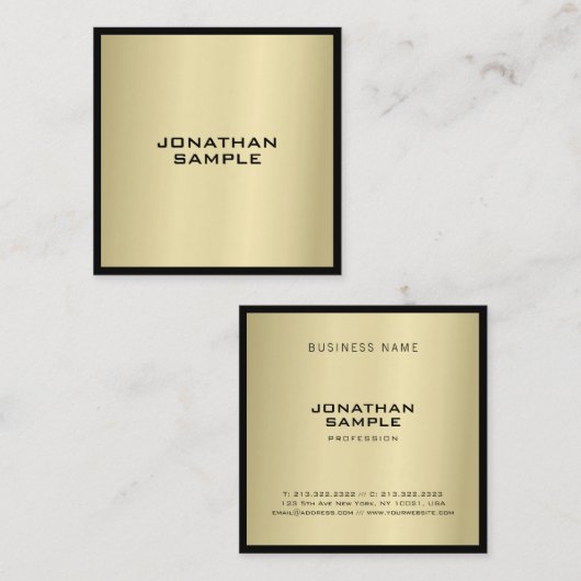 Professionele Glamor Gold-look Modern Luxe Vierkante Visitekaartje (Voorkant / Achterkant)