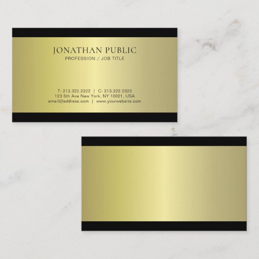 Professionele Glamour Gold Effect Plain Luxe Moder Visitekaartje (Voorkant / Achterkant)