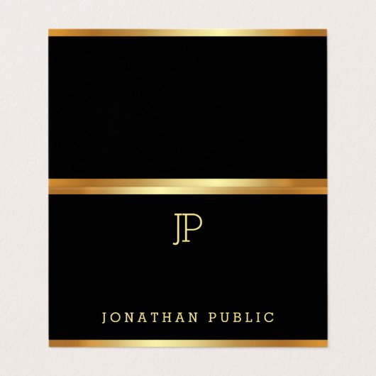 Professionele Glamour Goud Elegante Moderne Sjablo Visitekaartje (Buitenkant ongevouwen)
