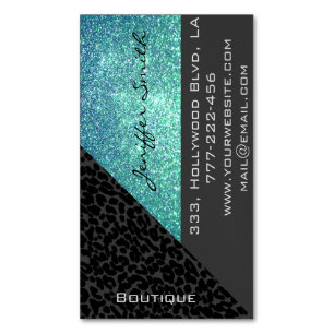 Professionele glamoureus elegant leopard glittera visitekaartje magneet