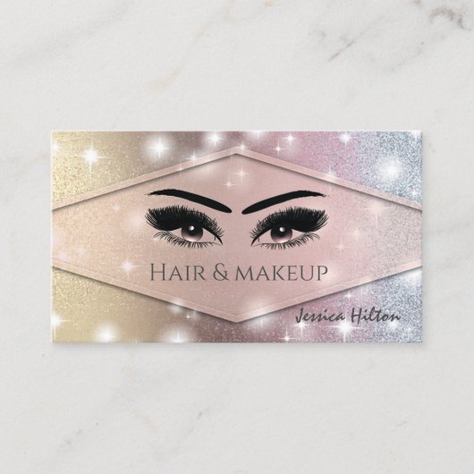 Professionele glamoureus lux glittery sparkle make visitekaartje (Voorkant)