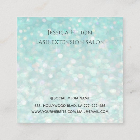 Professionele glamoureuze moderne glitter wimpers vierkante visitekaartje (Achterkant)